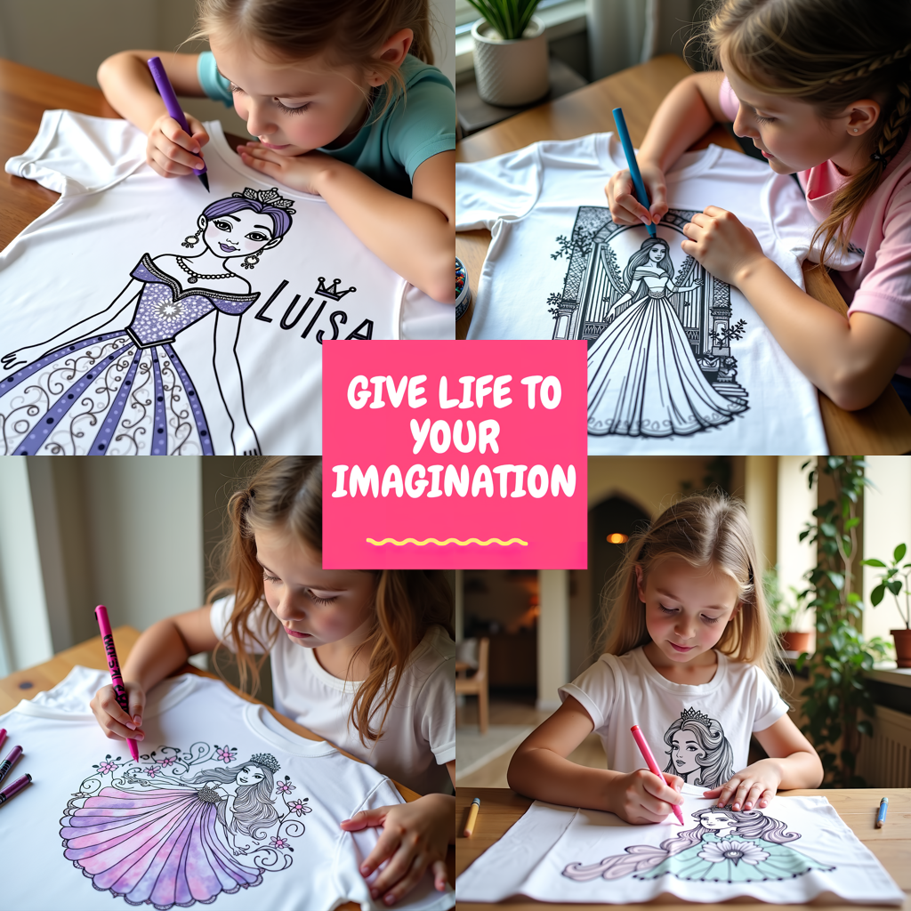 Kid's T-shirt Coloring Kit with 10 Fabric Markers - Flower Princess