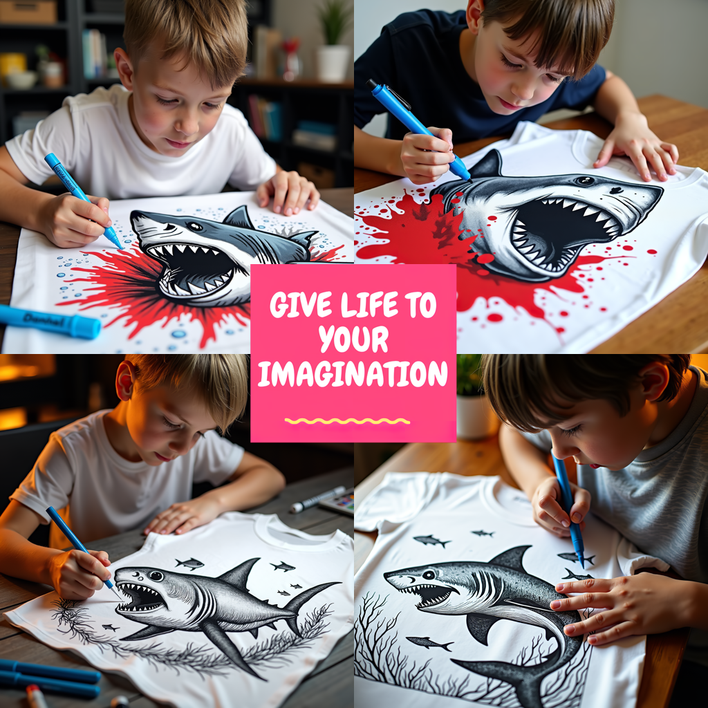 Indoor Wall Tapestries Coloring Kit with 10 Fabric Markers - Sharks