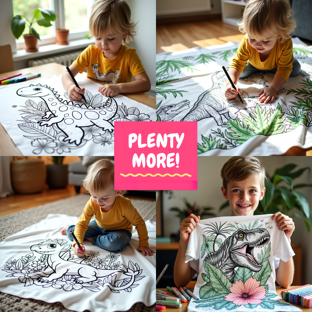 Blanket Coloring Kit with 10 Fabric Markers - Tyrannosaurus Rex