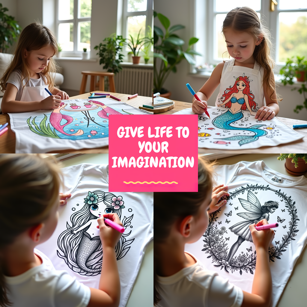 Blanket Coloring Kit with 10 Fabric Markers - Underwater Princess