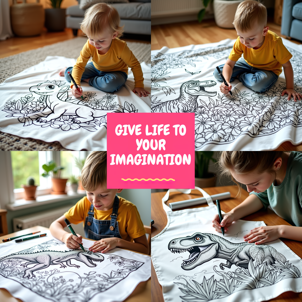 Blanket Coloring Kit with 10 Fabric Markers - Tyrannosaurus Rex