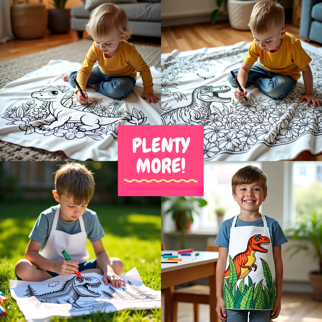 Blanket Coloring Kit with 10 Fabric Markers - Theropods