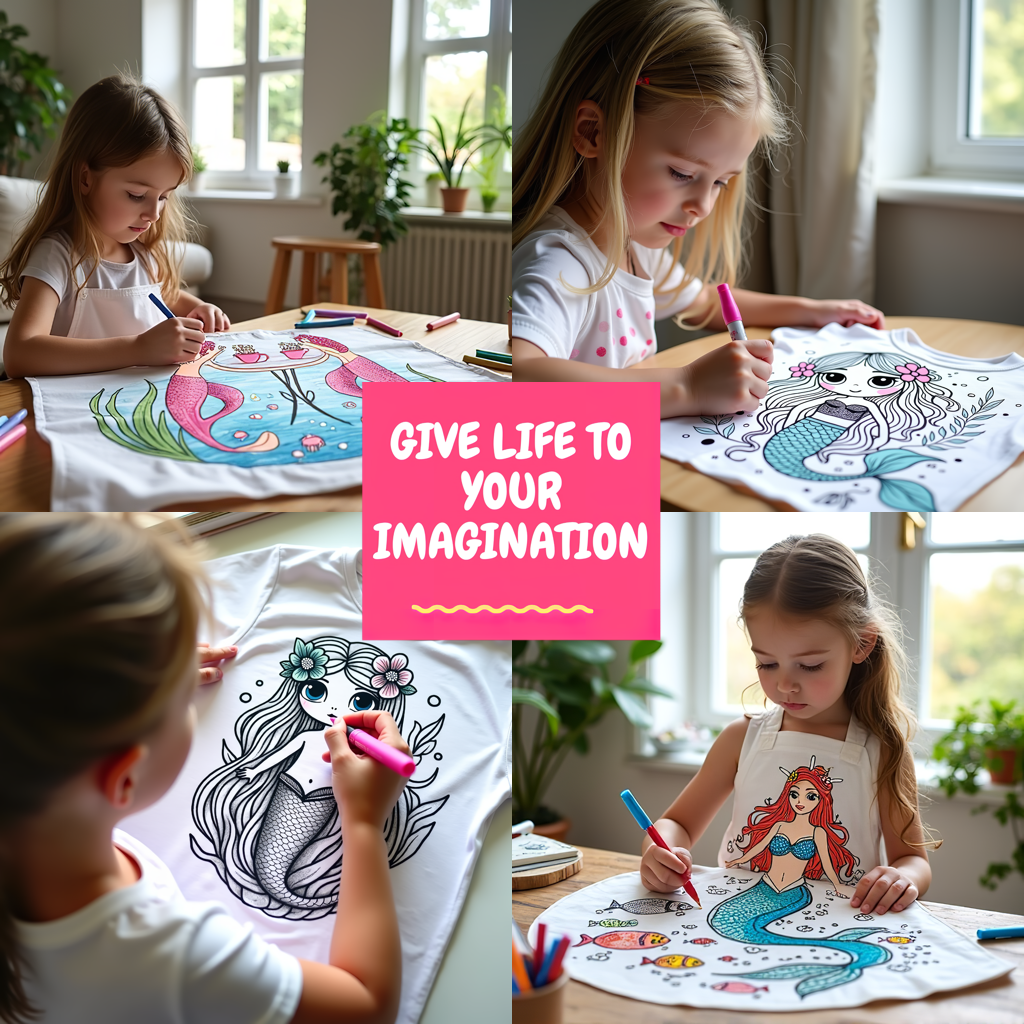 Blanket Coloring Kit with 10 Fabric Markers - Underwater Mermaid