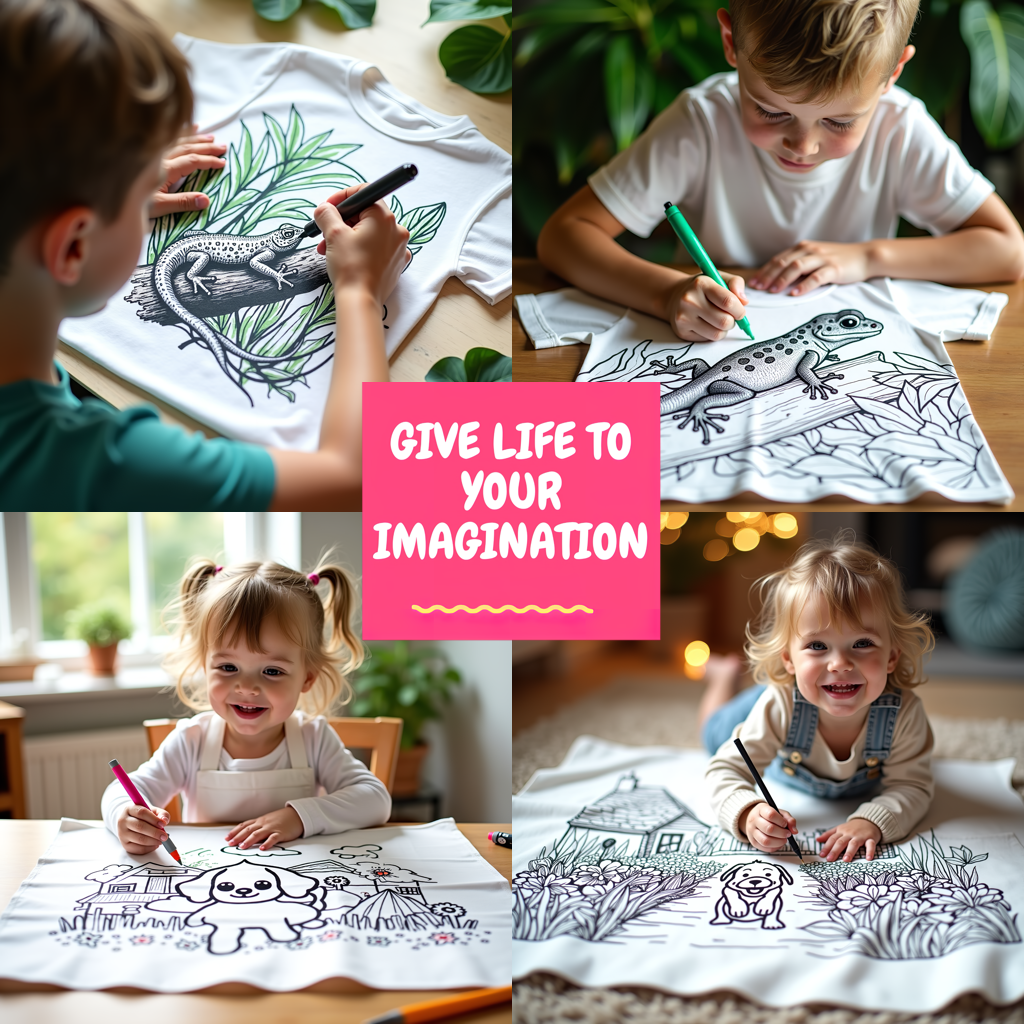 Blanket Coloring Kit with 10 Fabric Markers - Lizard in Nature