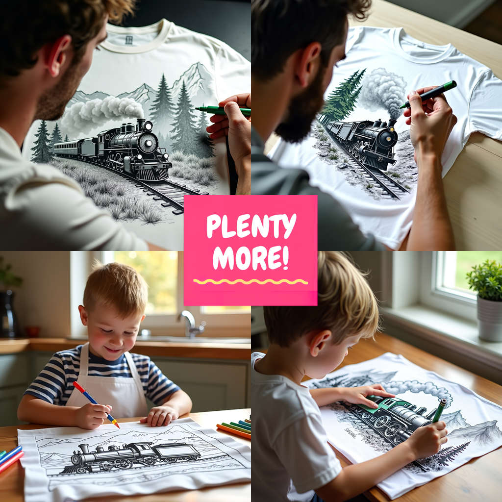 Blanket Coloring Kit with 10 Fabric Markers - Steam Locomotive