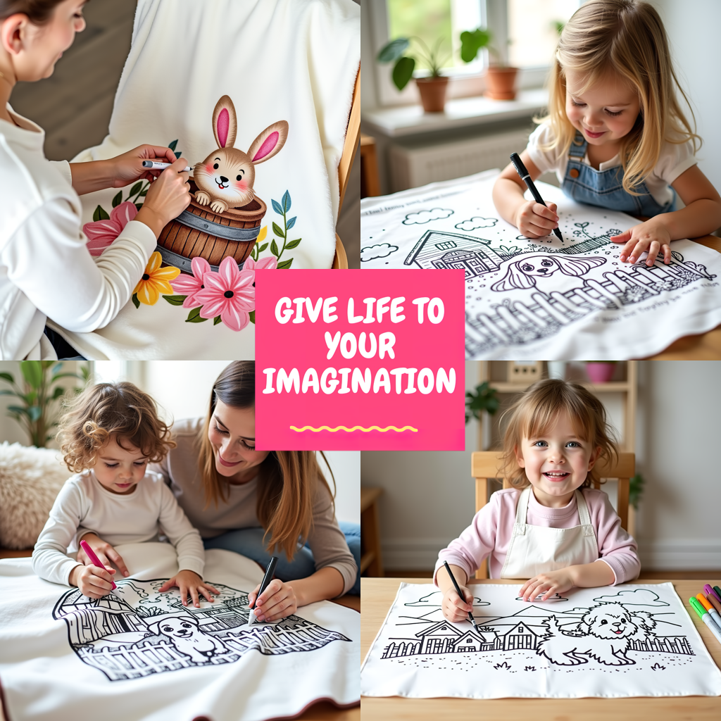 Blanket Coloring Kit with 10 Fabric Markers - Friendship