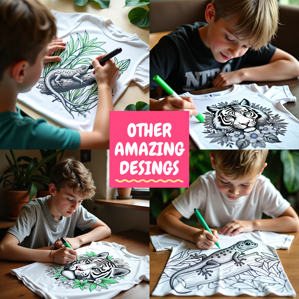 Blanket Coloring Kit with 10 Fabric Markers - Lizard