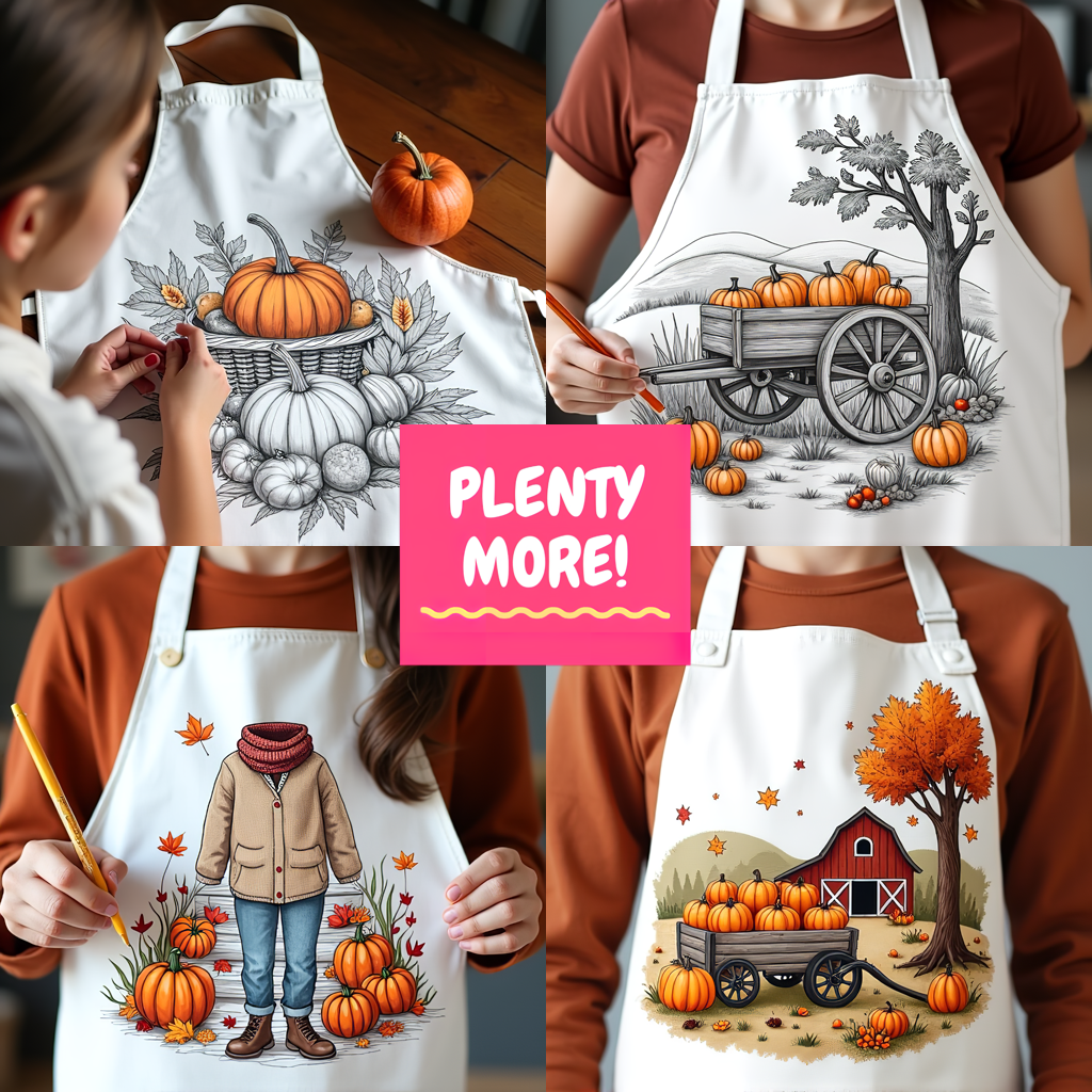 Apron Coloring Kit with 10 Fabric Markers - Harvest