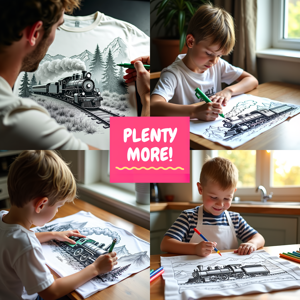 Blanket Coloring Kit with 10 Fabric Markers - Steam Locomotive