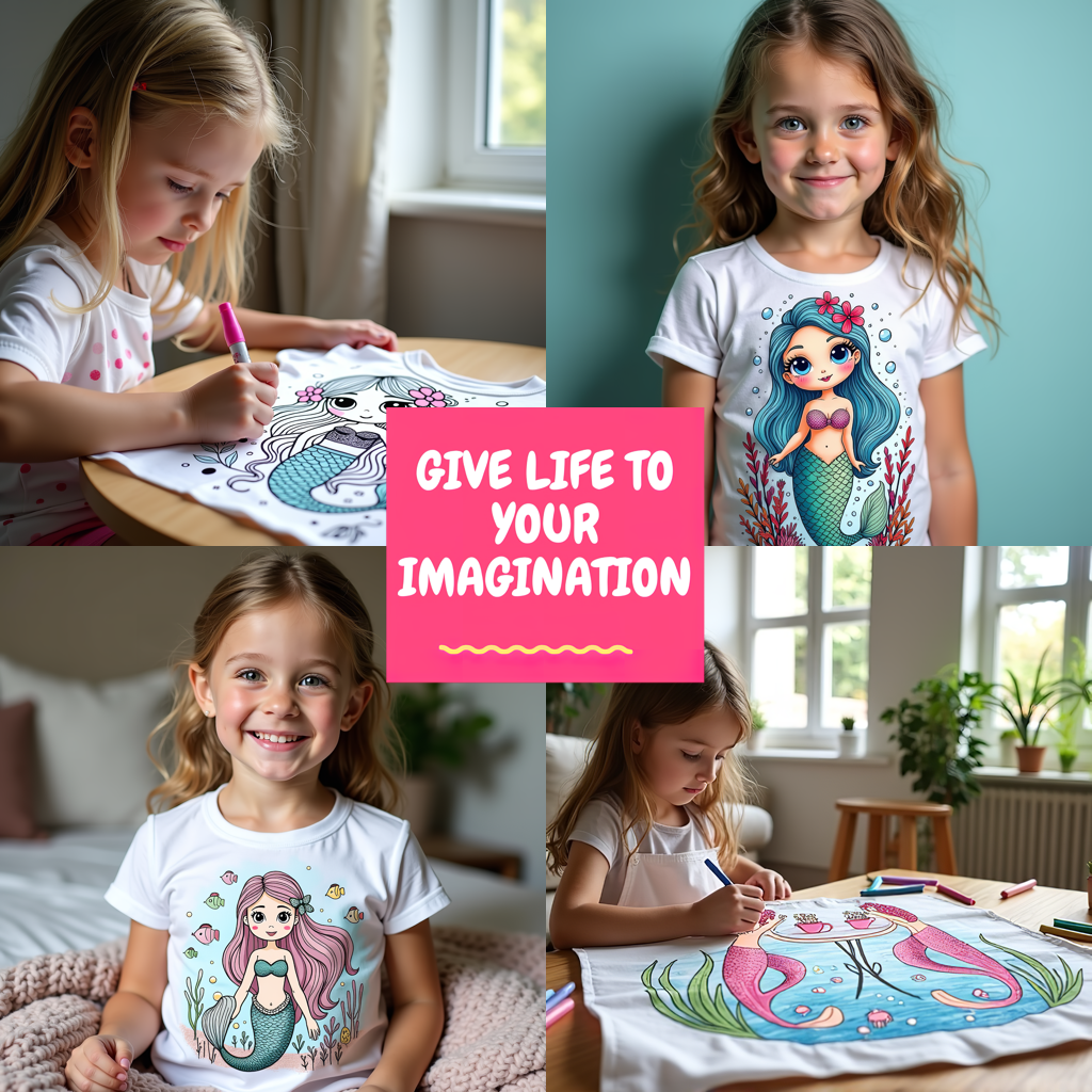 Blanket Coloring Kit with 10 Fabric Markers - Beautiful Mermaid