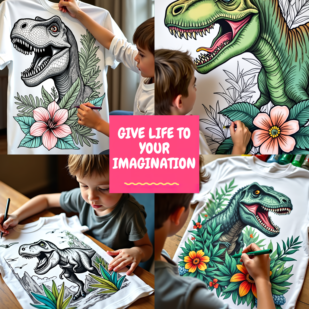 Adult Sweatshirt Coloring Kit with 10 Fabric Markers - Tyrannosaurus Rex