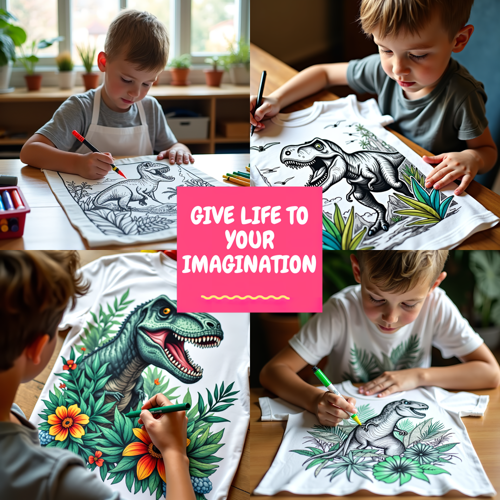 Adult Sweatshirt Coloring Kit with 10 Fabric Markers - Tyrannosaurus Rex