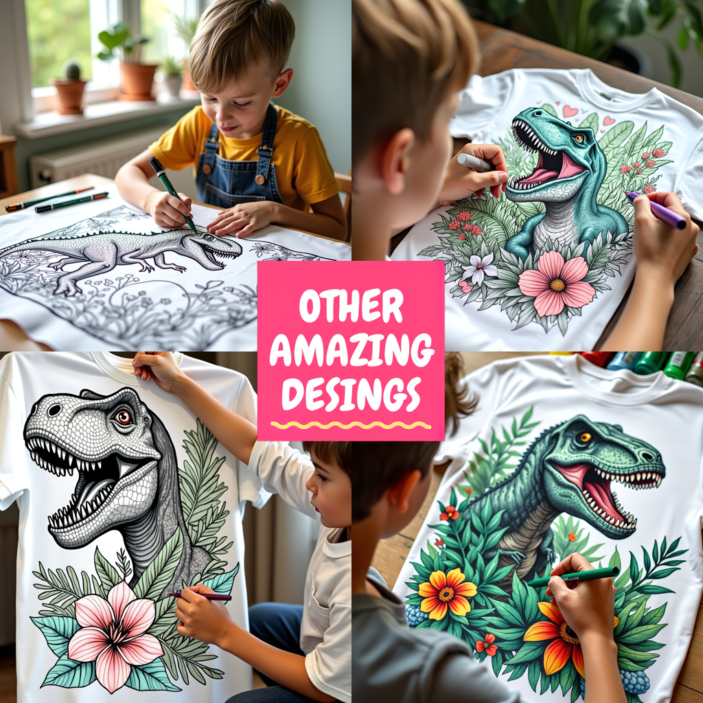 Adult Sweatshirt Coloring Kit with 10 Fabric Markers - Tyrannosaurus Rex