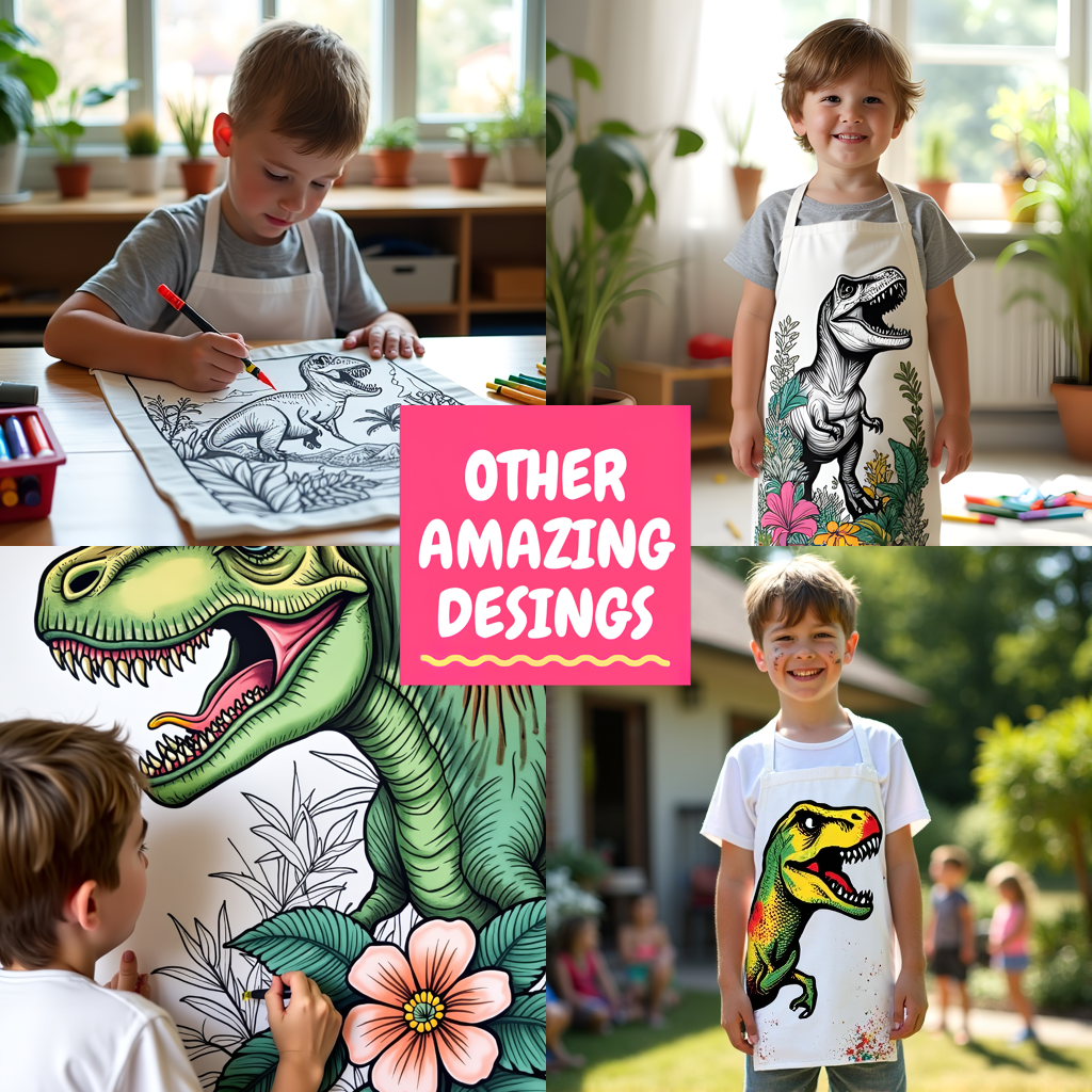 Unisex T-shirt Coloring Kit with 10 Fabric Markers - Baby Dinosaur