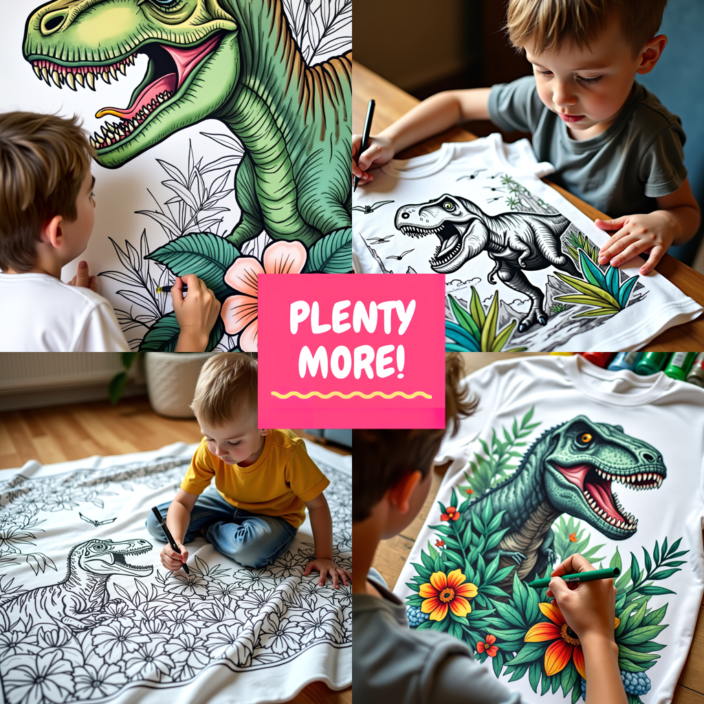 Adult Sweatshirt Coloring Kit with 10 Fabric Markers - Prehistoric Creatures