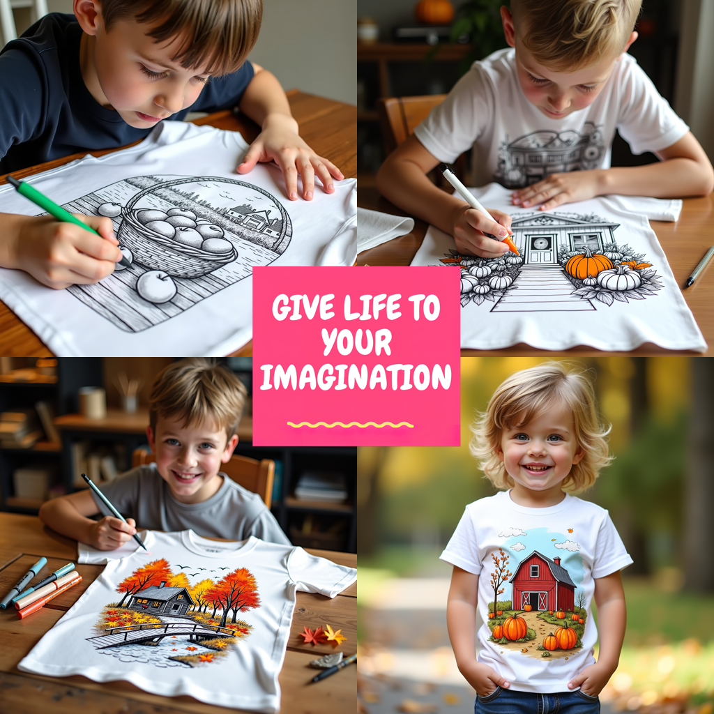 Kid's T-shirt Coloring Kit with 10 Fabric Markers - Harvest