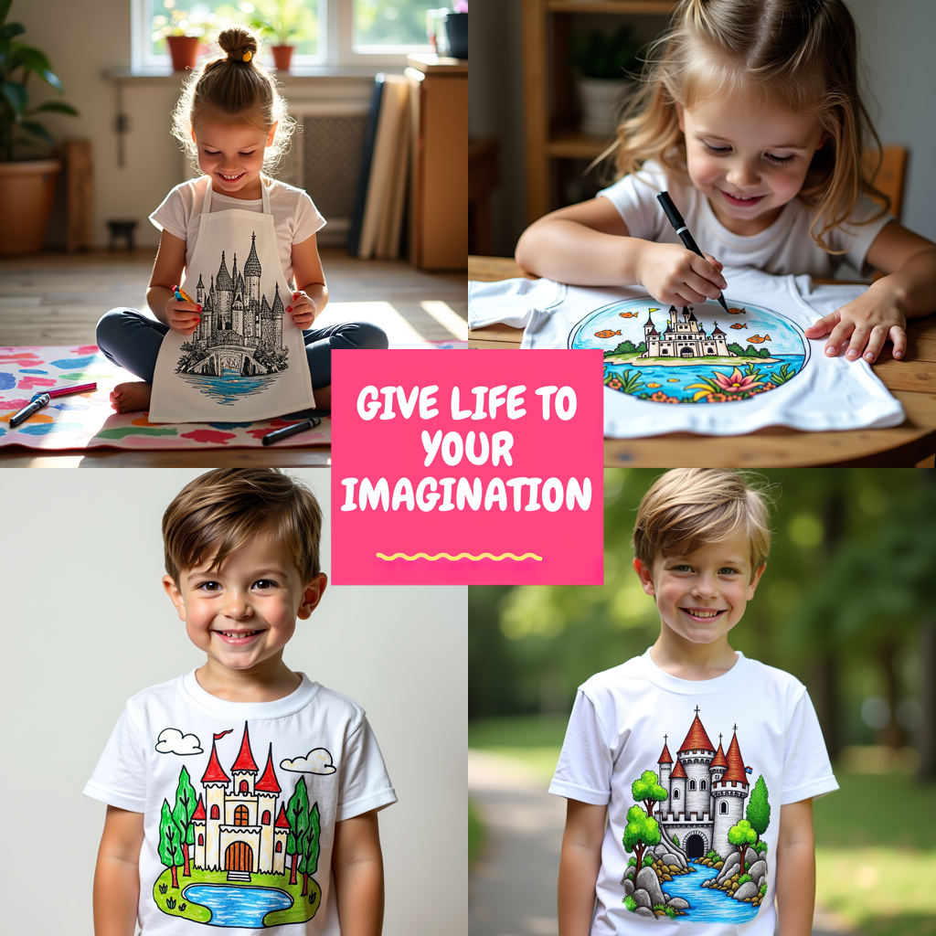 Kid's T-shirt Coloring Kit with 10 Fabric Markers - Riverside Mansion