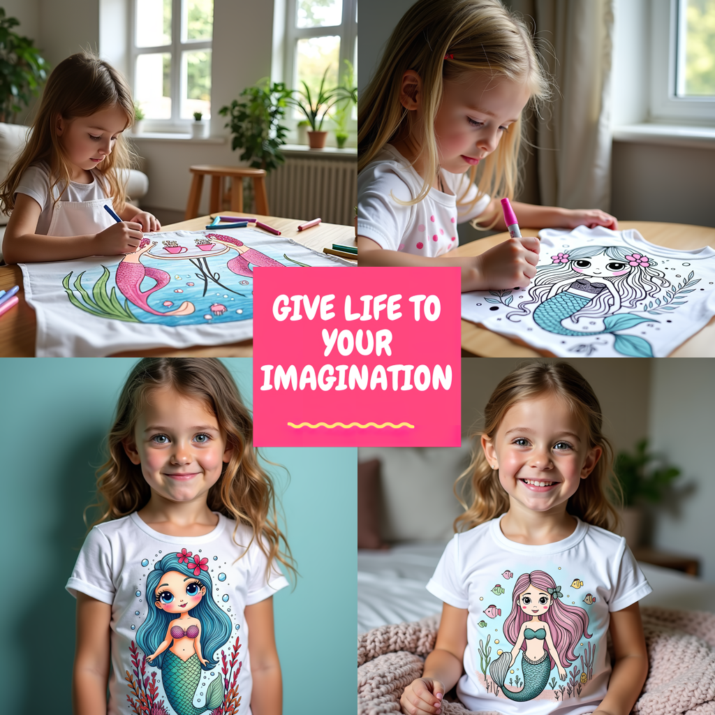 Adult Sweatshirt Coloring Kit with 10 Fabric Markers - Underwater Princess