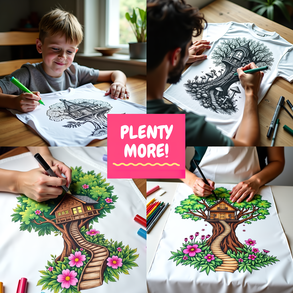 Adult Sweatshirt Coloring Kit with 10 Fabric Markers - Fairy Treehouse