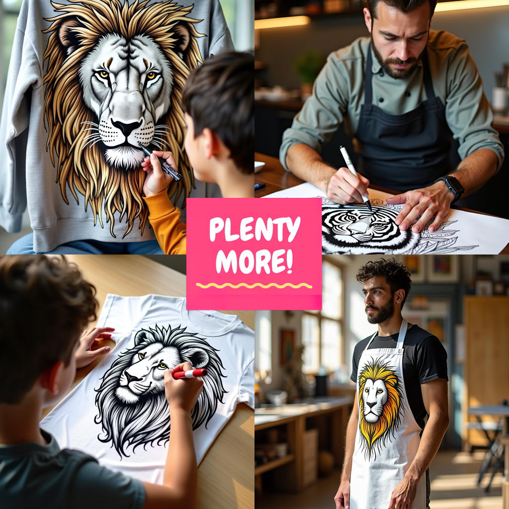 Apron Coloring Kit with 10 Fabric Markers - Lion