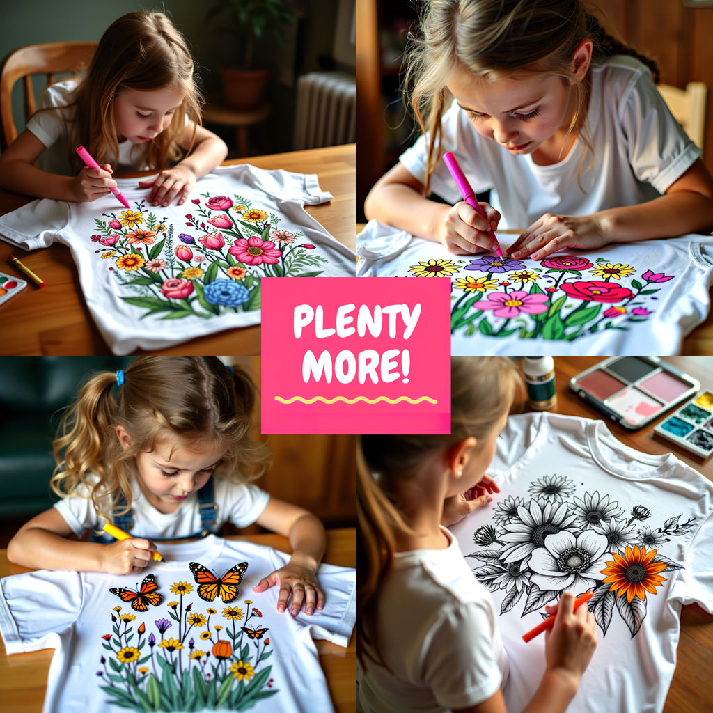 Kid's T-shirt Coloring Kit with 10 Fabric Markers - Sunflowers