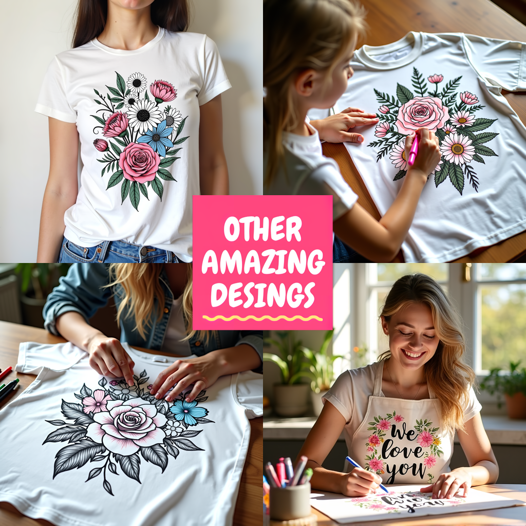 Women's T-shirt Coloring Kit with 10 Fabric Markers - Bouquet