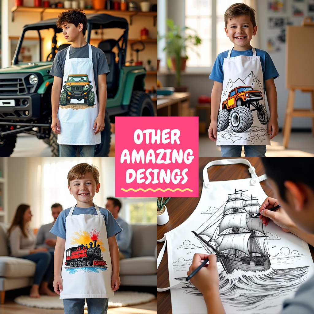 Apron Coloring Kit with 10 Fabric Markers - Big Rig