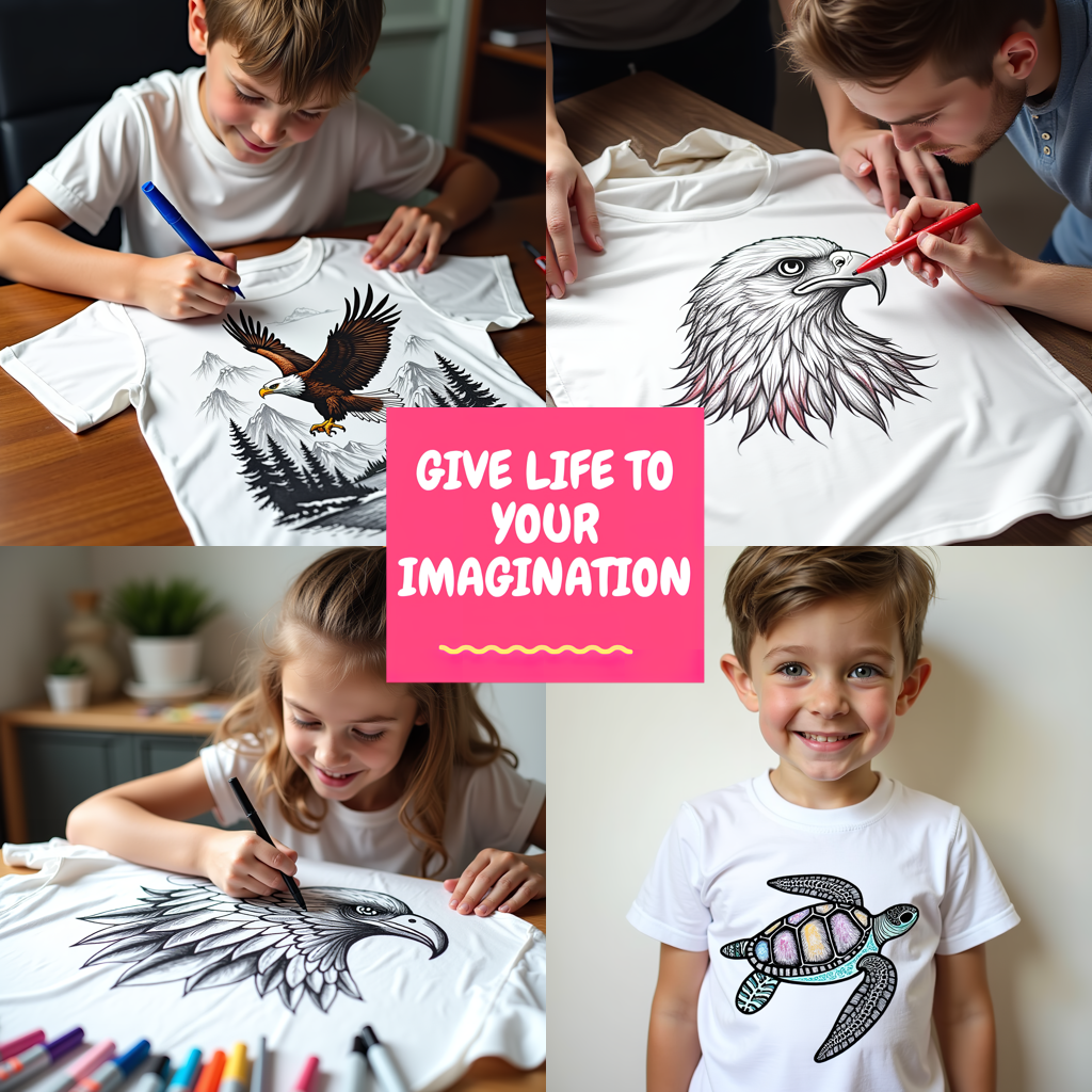 Kid's T-shirt Coloring Kit with 10 Fabric Markers - Eagle