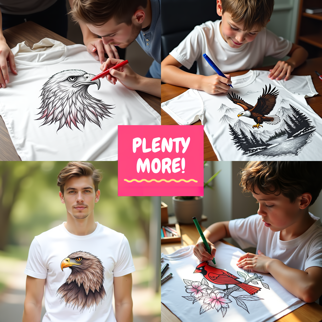 Kid's T-shirt Coloring Kit with 10 Fabric Markers - Eagle