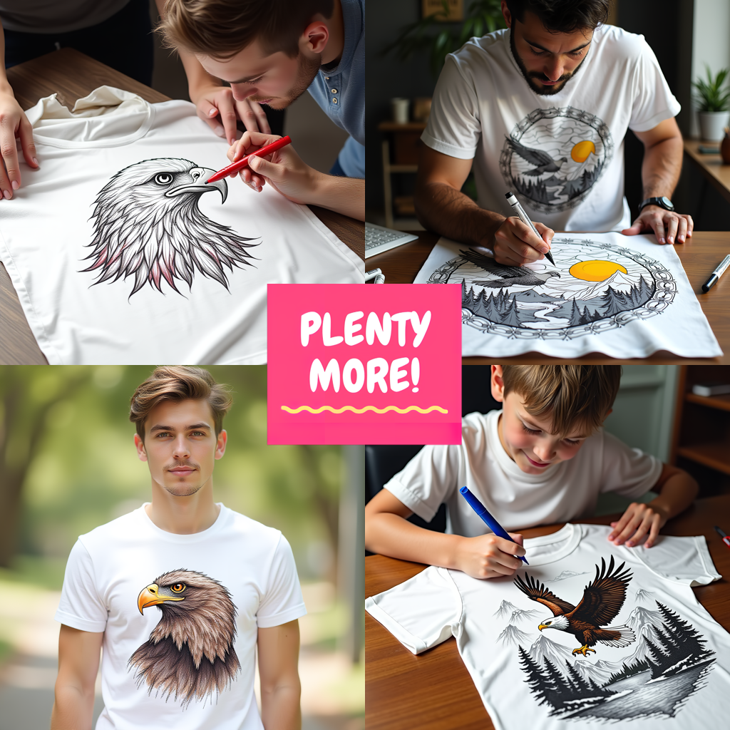 Unisex T-shirt Coloring Kit with 10 Fabric Markers - Eagle