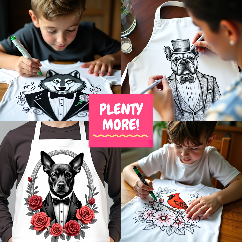 Adult Sweatshirt Coloring Kit with 10 Fabric Markers - Wolf