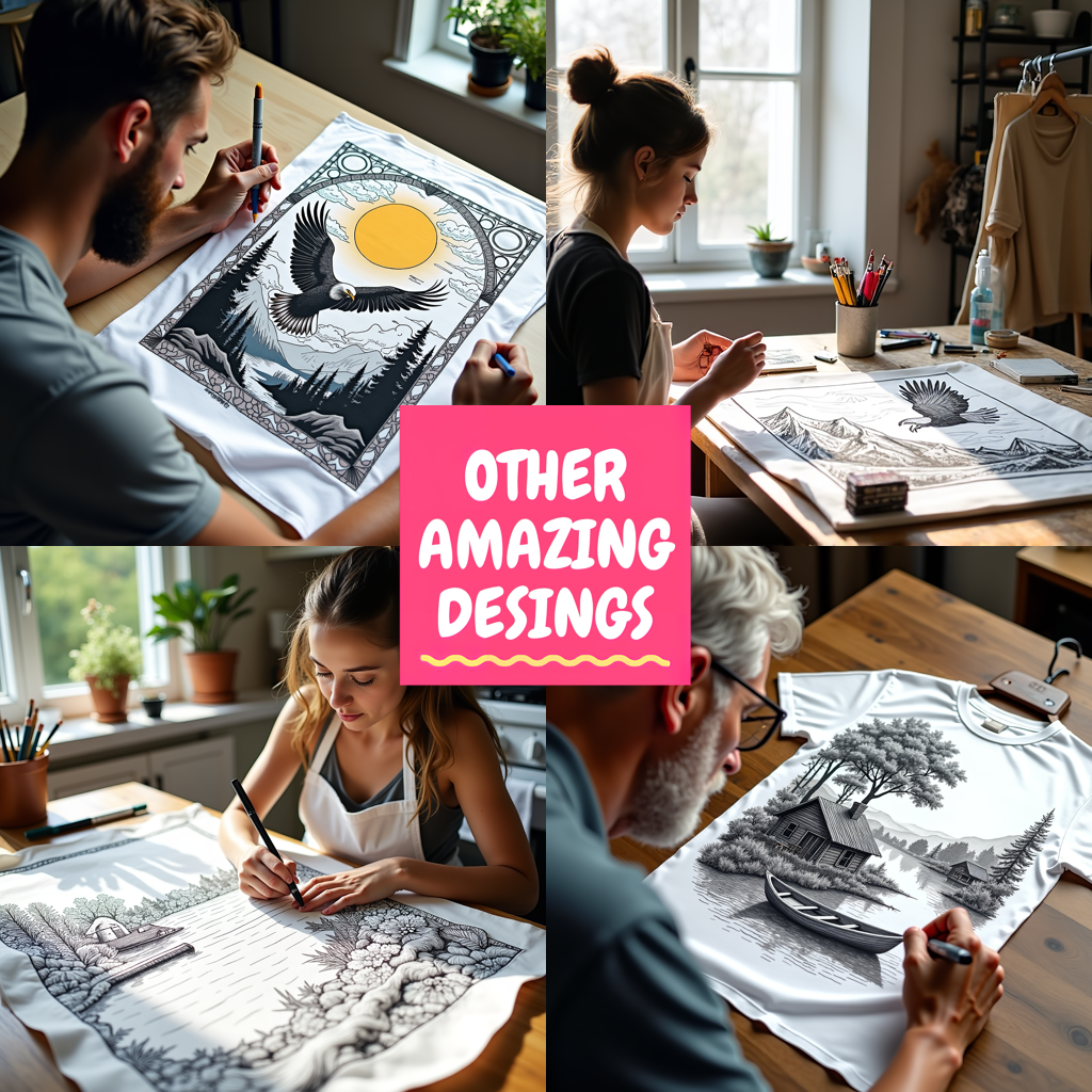 Adult Sweatshirt Coloring Kit with 10 Fabric Markers - Mountain Scenery