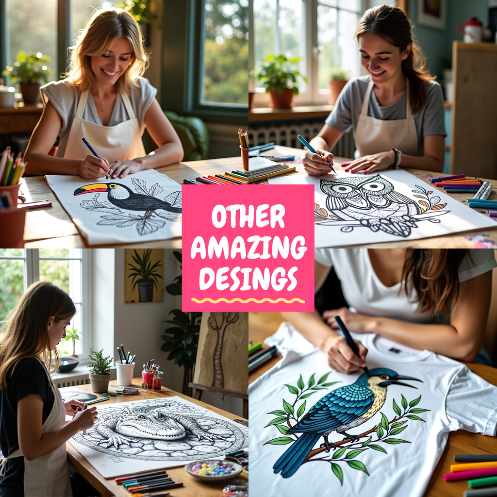 Apron Coloring Kit with 10 Fabric Markers - Flamingos