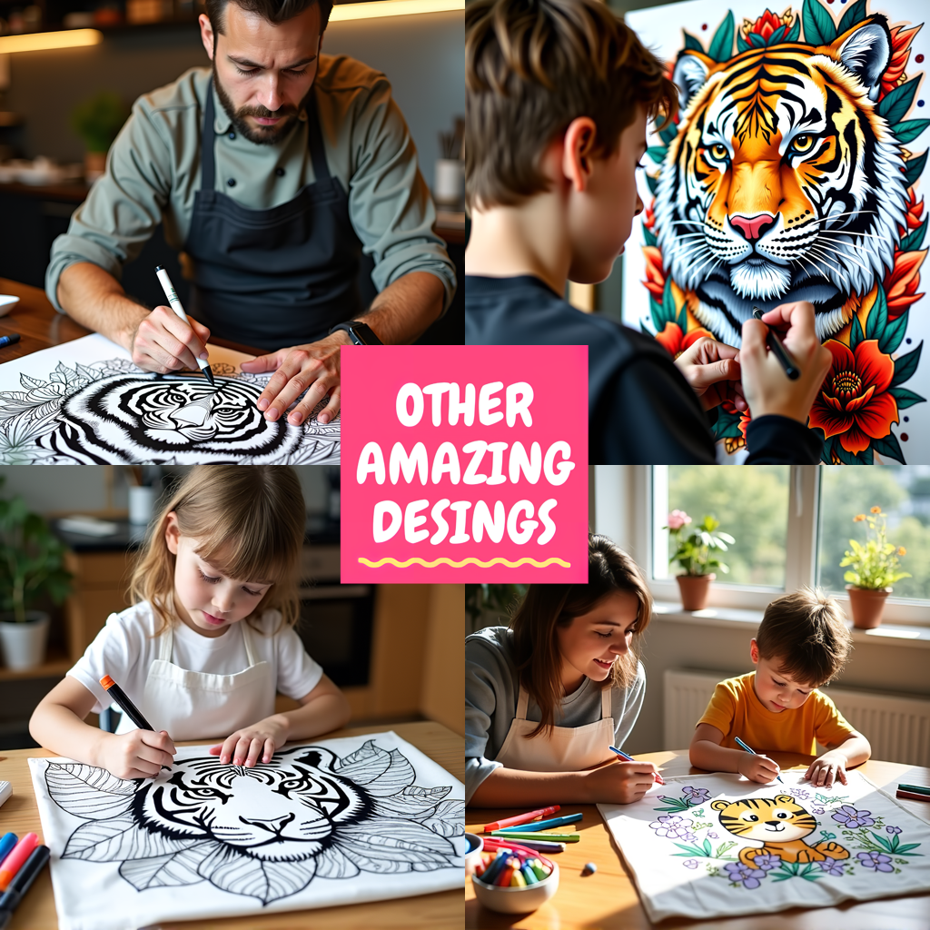 Indoor Wall Tapestries Coloring Kit with 10 Fabric Markers - Tigers