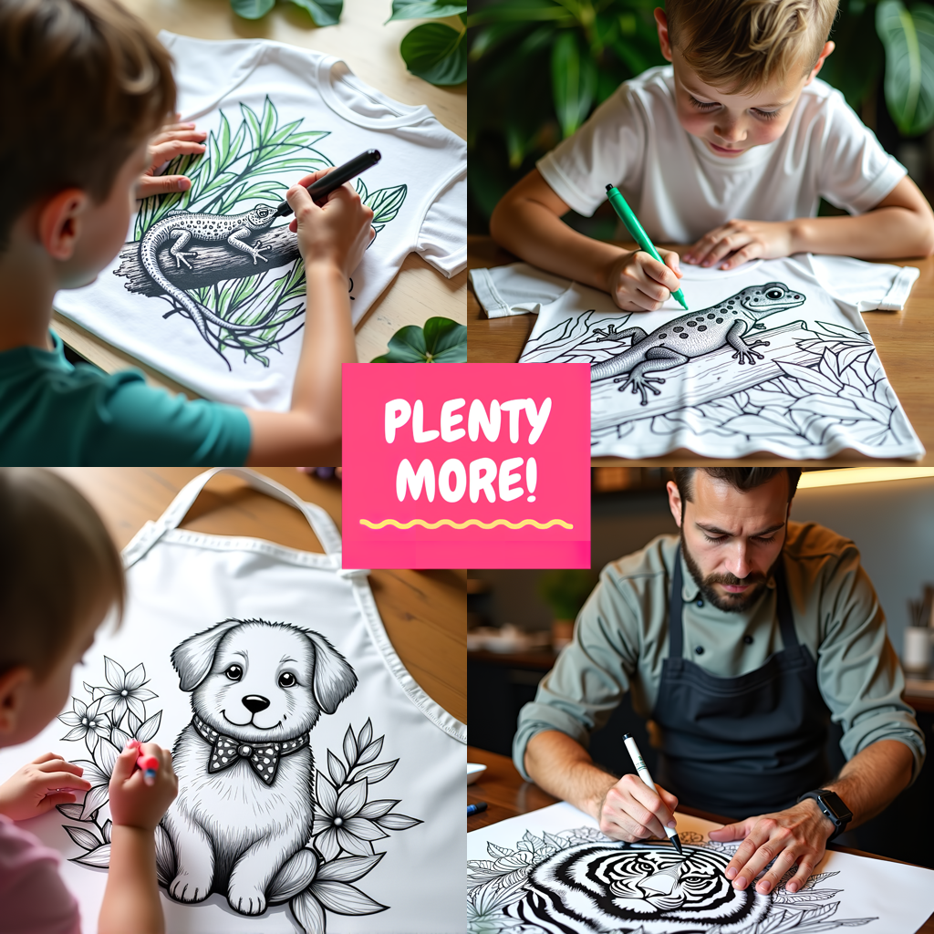 Apron Coloring Kit with 10 Fabric Markers - Crocodile