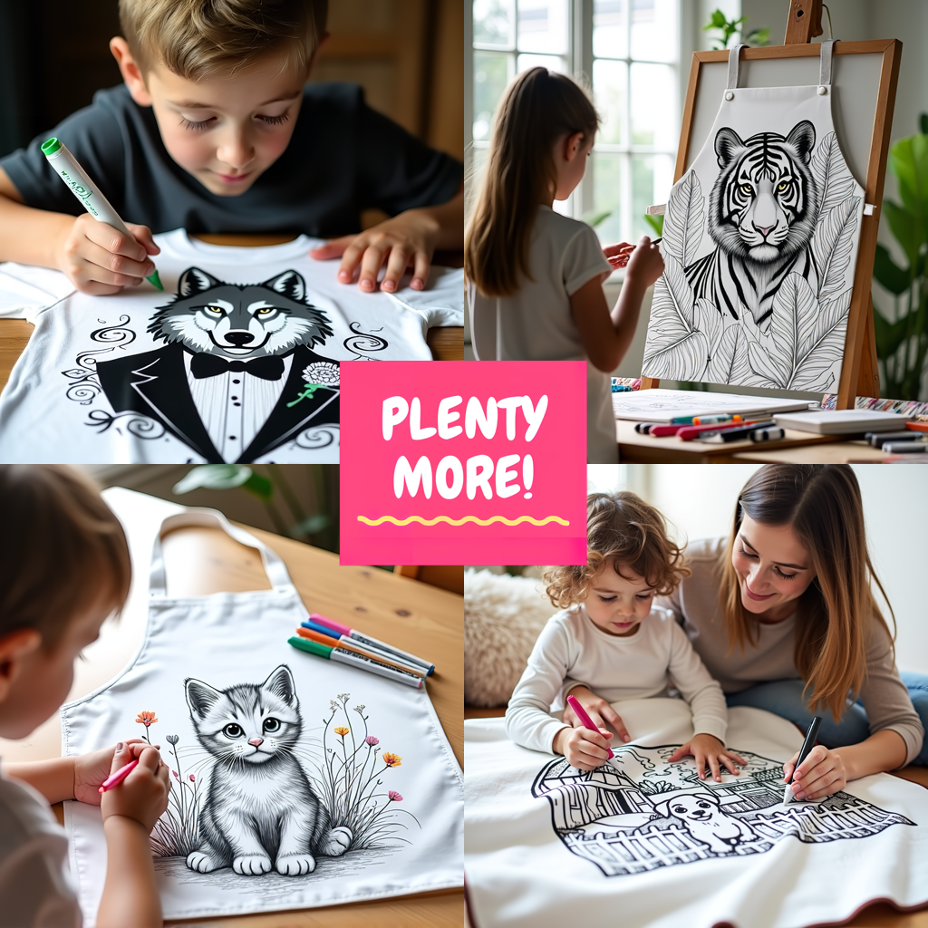 Blanket Coloring Kit with 10 Fabric Markers - Wolf with Flowers