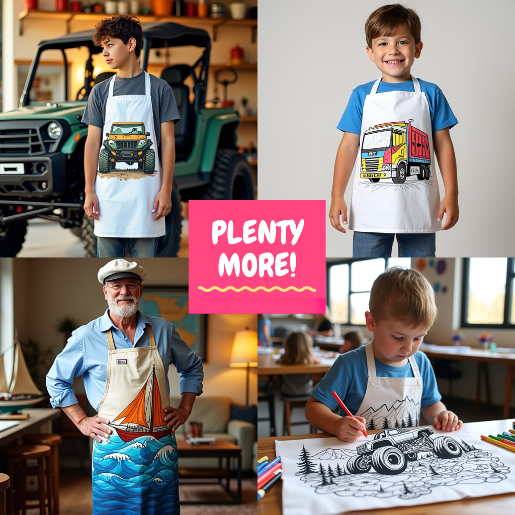 Apron Coloring Kit with 10 Fabric Markers - Classic Cars