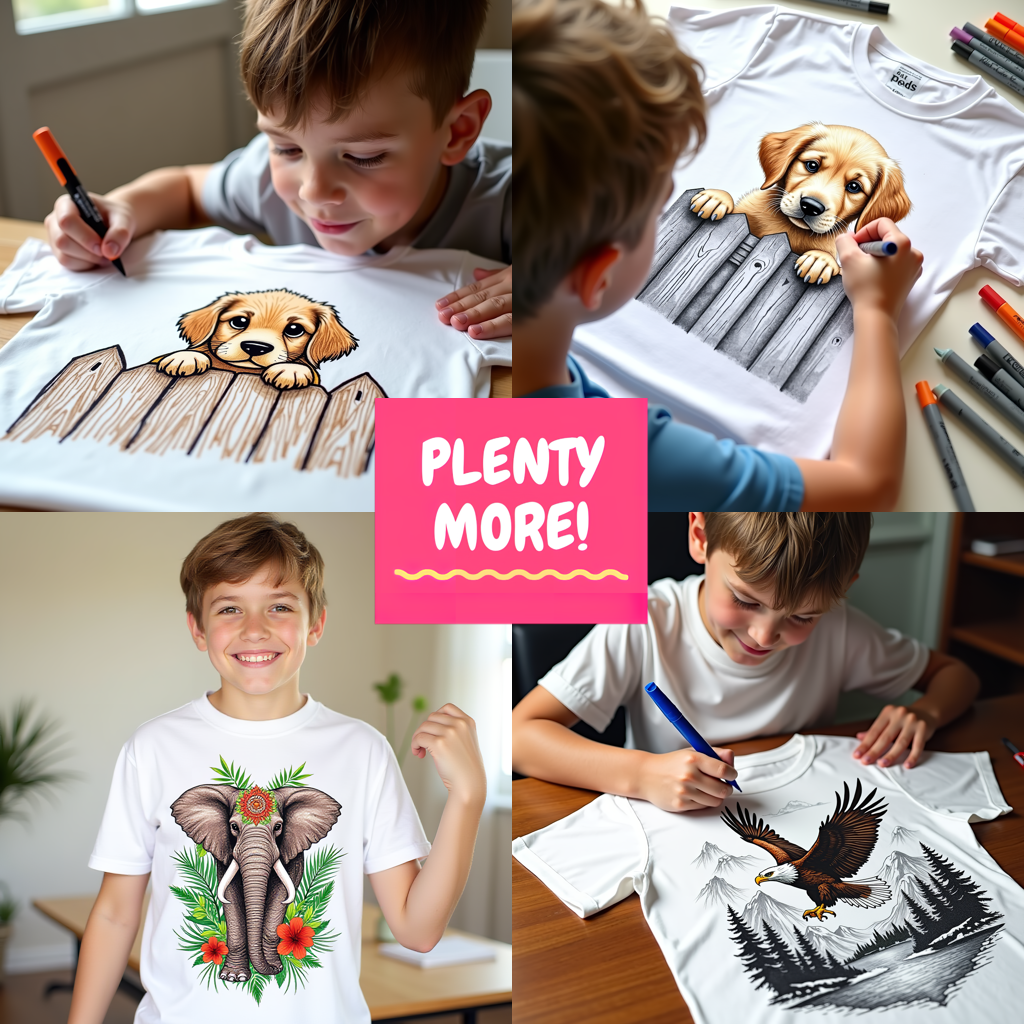 Unisex T-shirt Coloring Kit with 10 Fabric Markers - Puppy