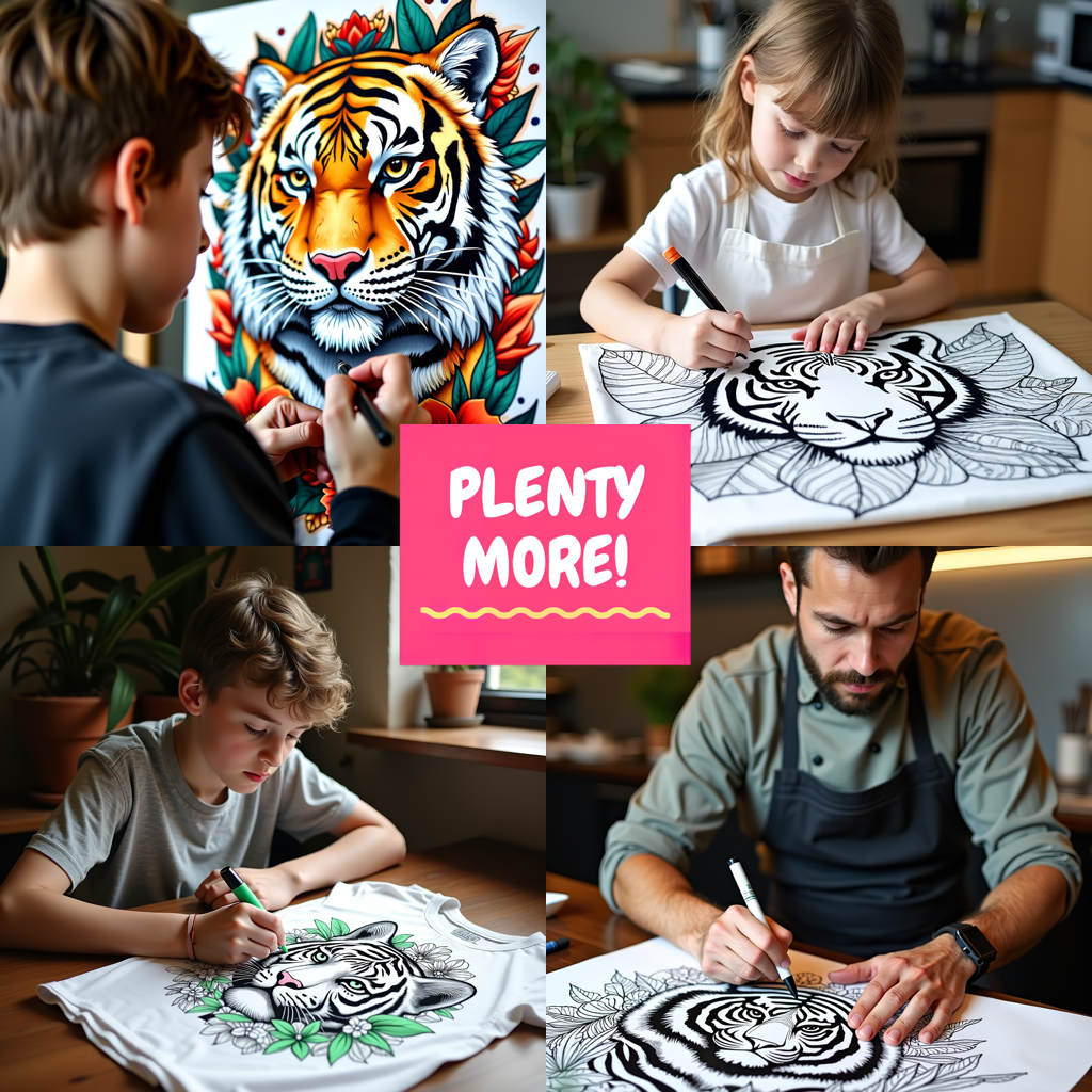 Adult Sweatshirt Coloring Kit with 10 Fabric Markers - Tigers