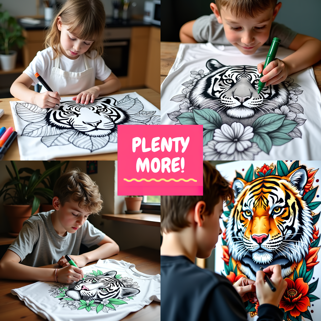 Women's T-shirt Coloring Kit with 10 Fabric Markers - Tigers