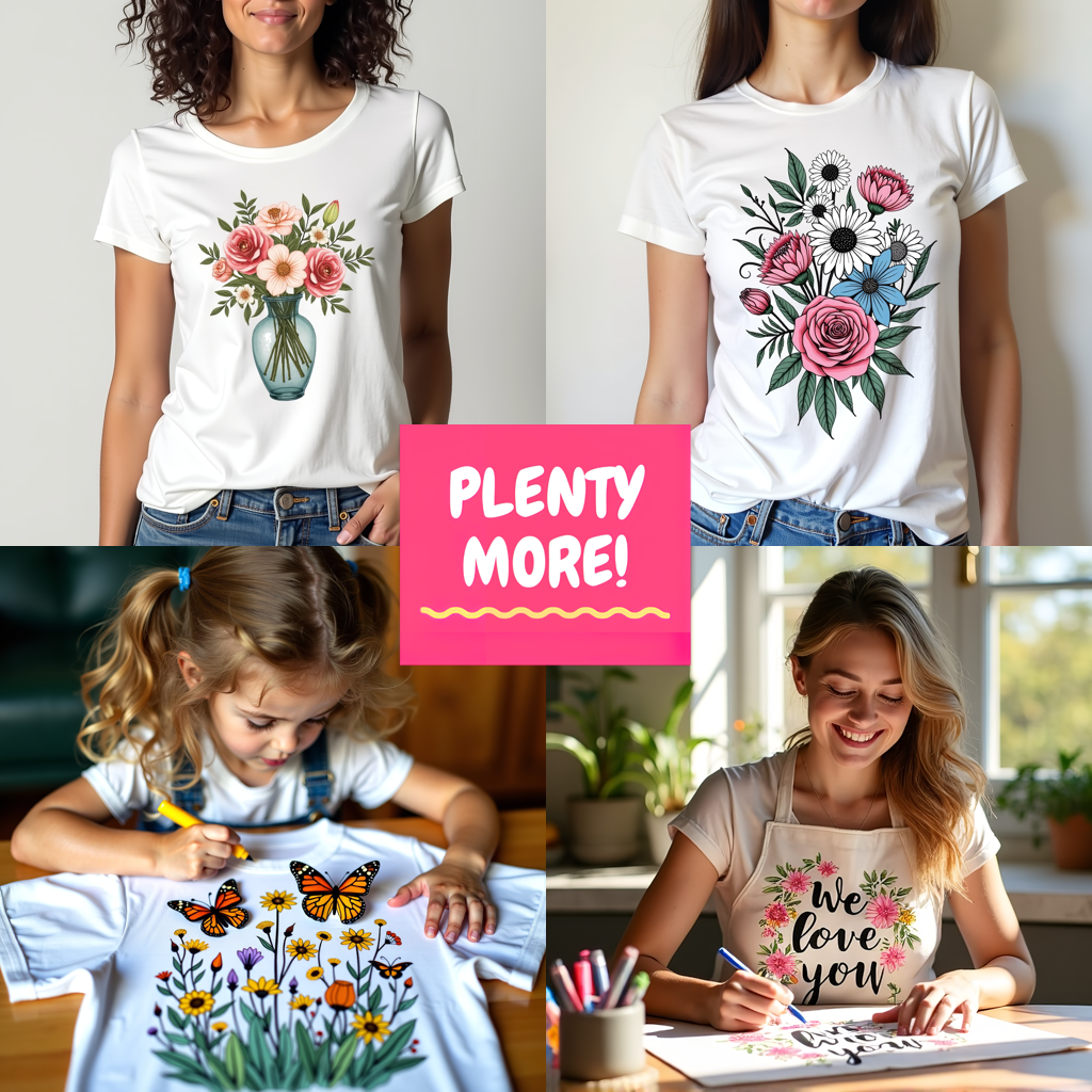 Women's T-shirt Coloring Kit with 10 Fabric Markers - Name Illustration