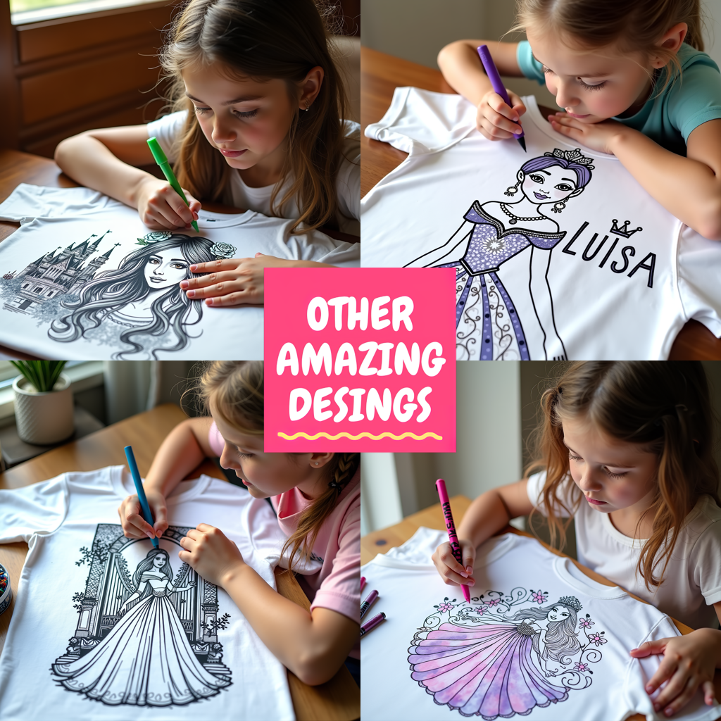 Adult Sweatshirt Coloring Kit with 10 Fabric Markers - Princess Portrait