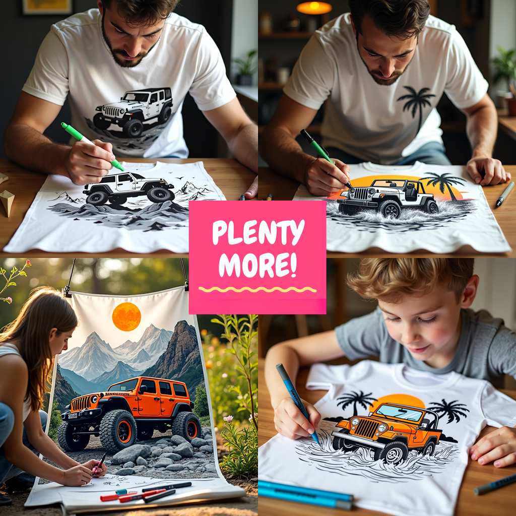 Adult Sweatshirt Coloring Kit with 10 Fabric Markers - Classic Cars