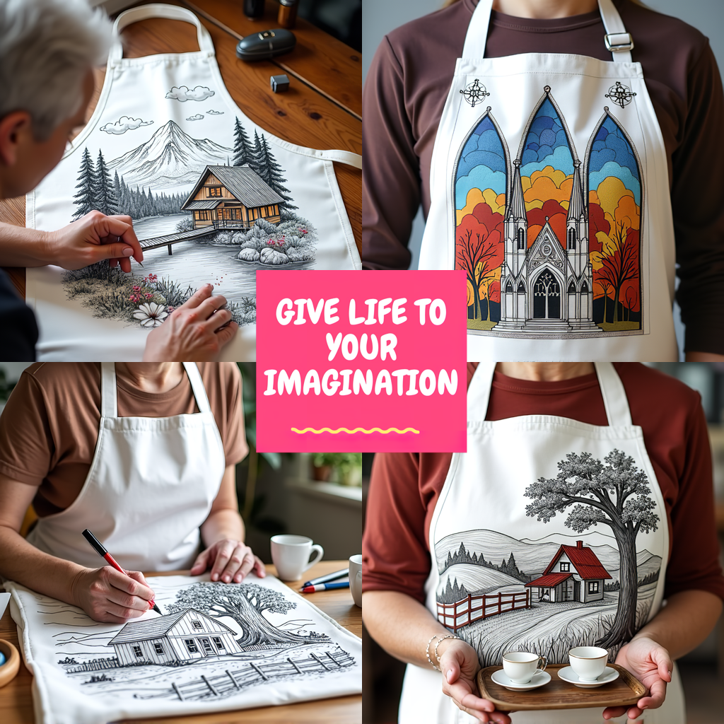 Apron Coloring Kit with 10 Fabric Markers - Library