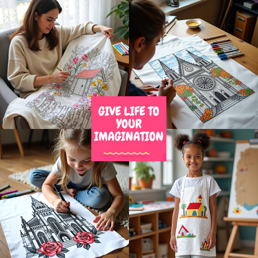 Blanket Coloring Kit with 10 Fabric Markers - Luxury Library