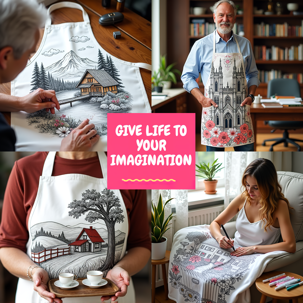 Apron Coloring Kit with 10 Fabric Markers - Mountain House