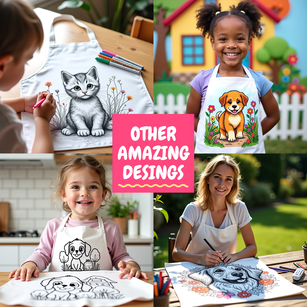 Apron Coloring Kit with 10 Fabric Markers - Cute Puppy