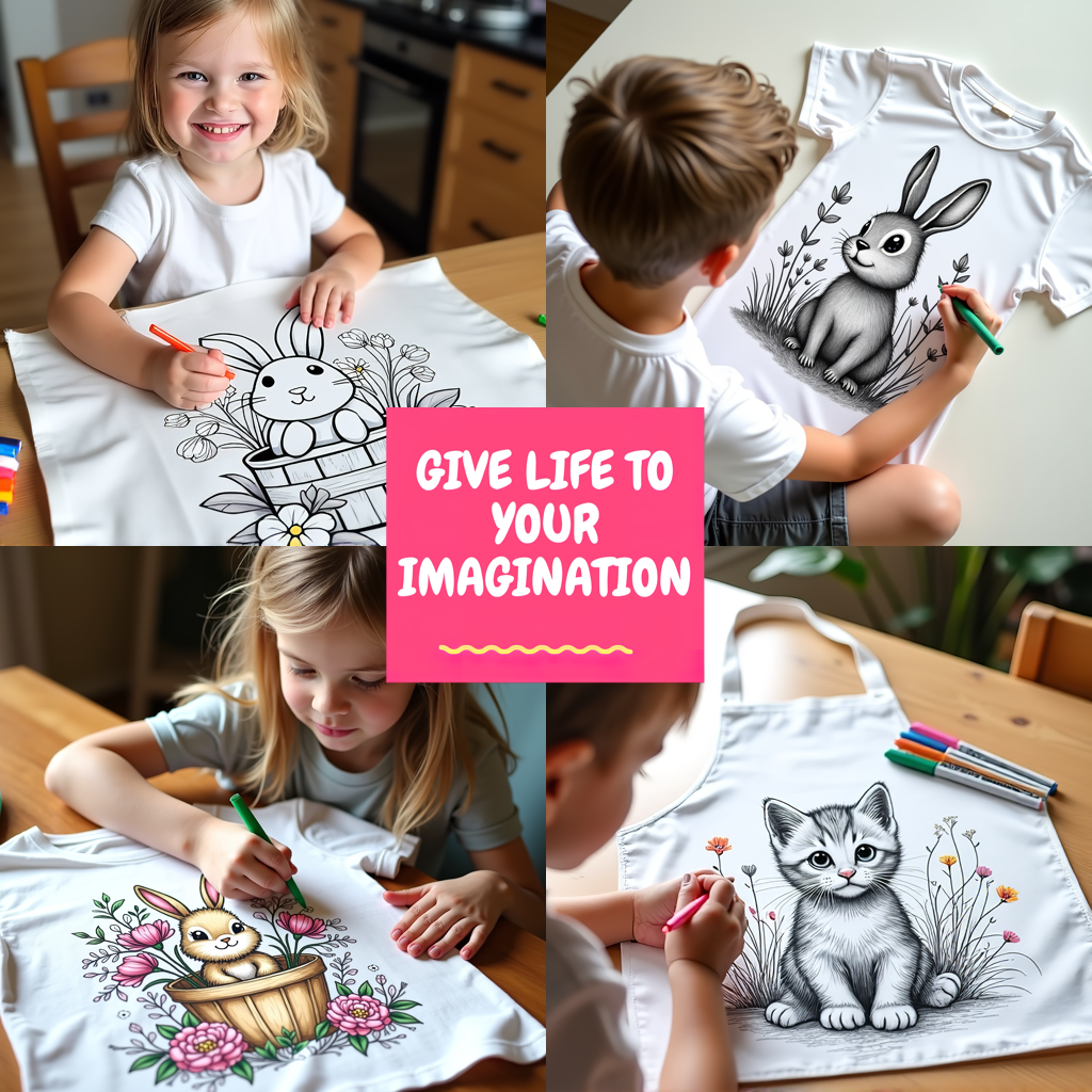 Blanket Coloring Kit with 10 Fabric Markers - Cute Bunny