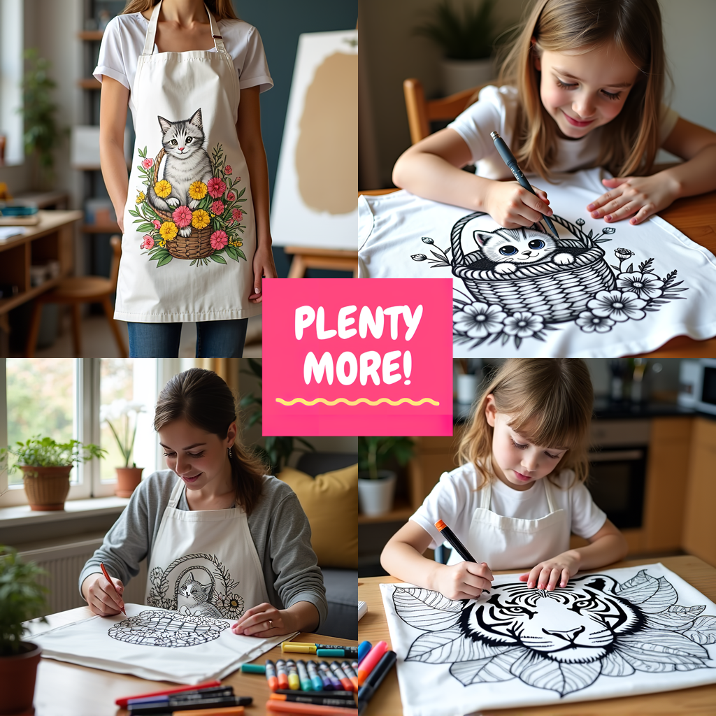 Apron Coloring Kit with 10 Fabric Markers - Cute Pony