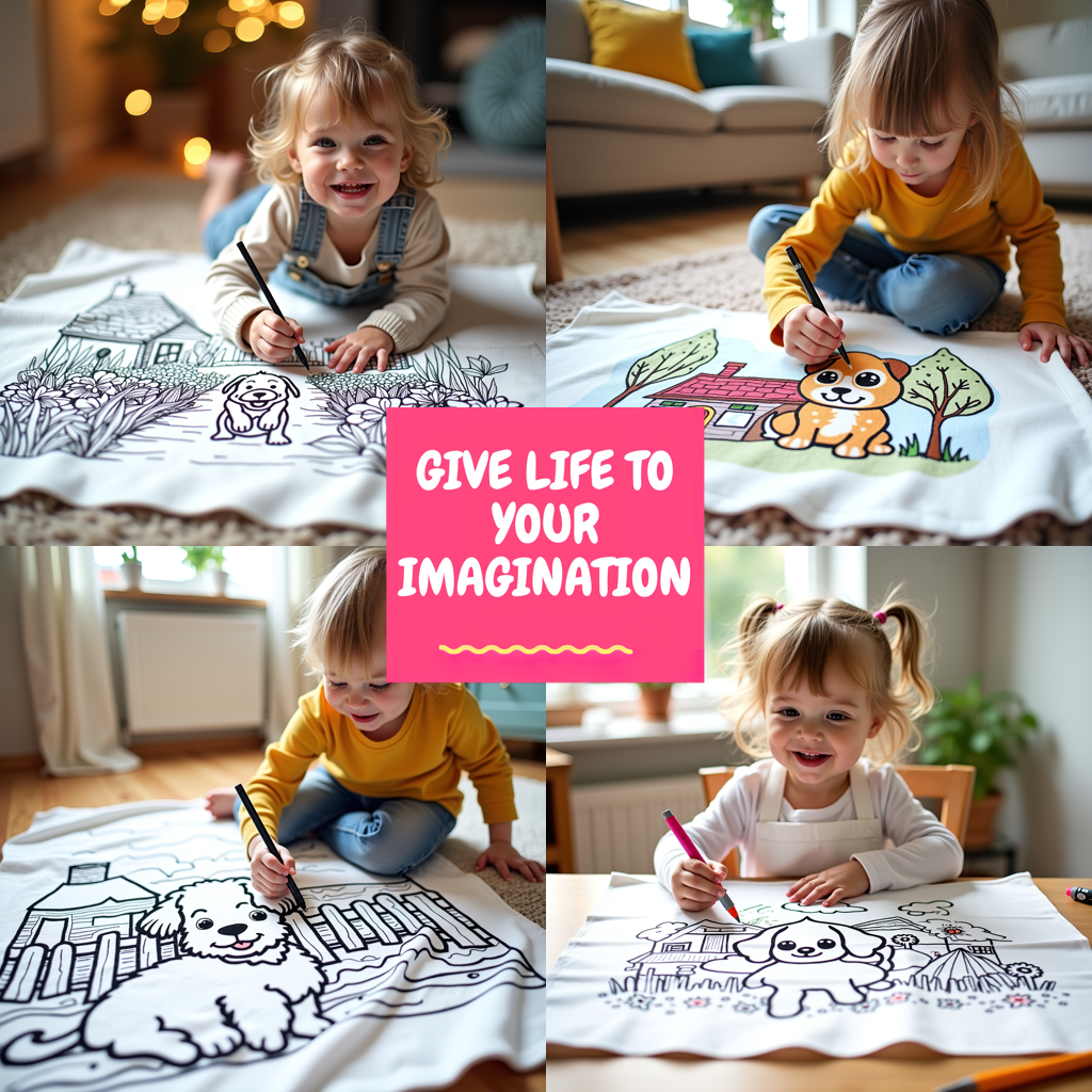 Blanket Coloring Kit with 10 Fabric Markers - Cute Lion